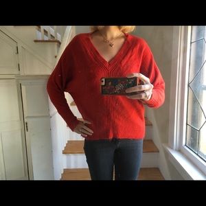 Anthropologie red wool sweater